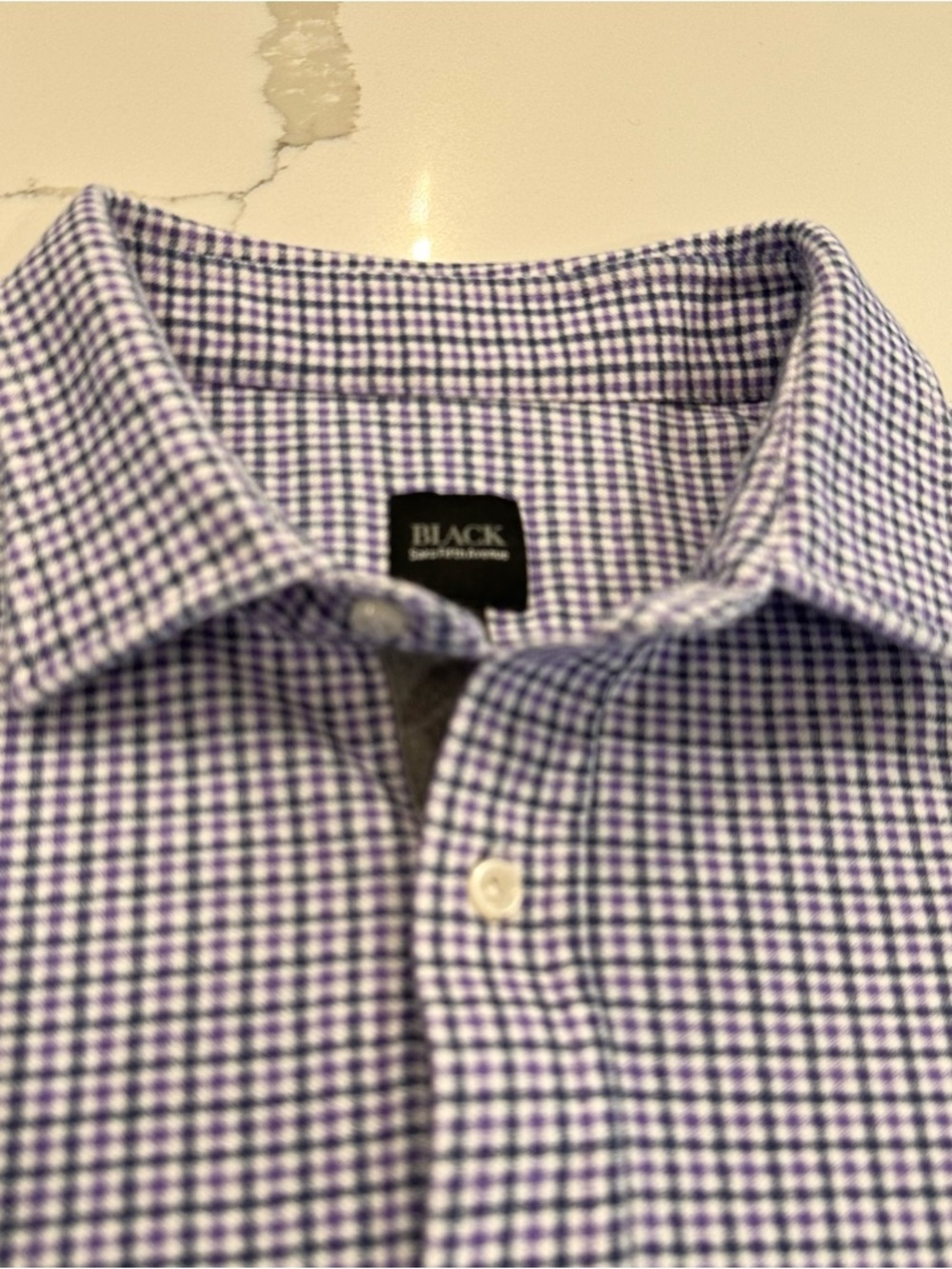 Black Saks Fifth Avenue Purple Plaid Knit Button Down Shirt Men XL Stretch Soft - Picture 3 of 11